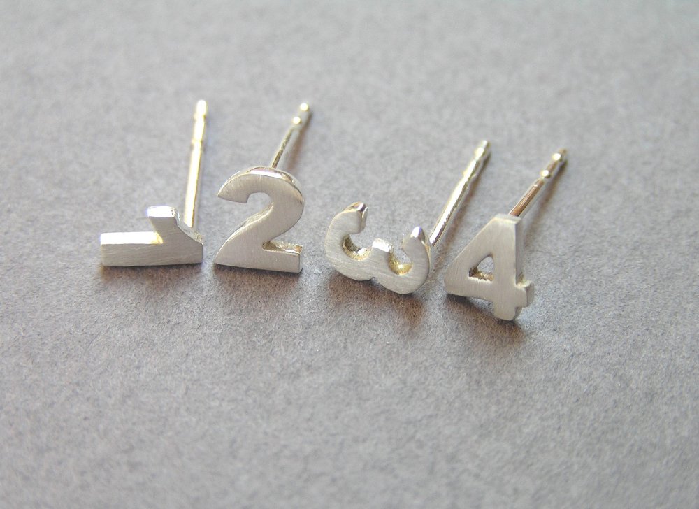 Numbers Earrings Personalized Jewelry Sterling Silver Custom